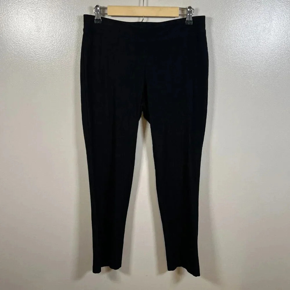 Eileen Fisher Pull On Pants Size Small Black Mid Rise Minimal Neutral Work